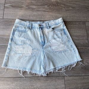 American Eagle Outfitters  Light Wash Distressed Mom Shorts
